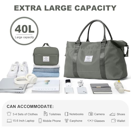 Travel Duffel Bags for Women,Carry-On Weekender Overnight Bag - color: Olive Green, size: Extra Large