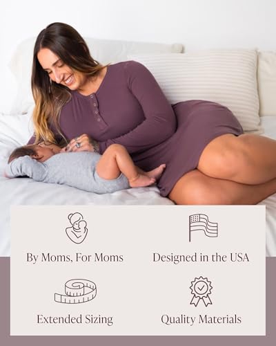 Kindred Bravely Riley Maternity & Nursing Nightgown, Ribbed Postpartum Pajamas - color: Black, size: Large