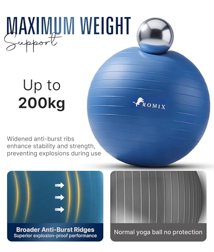 ROMIX Exercise Ball, Anti-Burst Yoga and Birthing Ball with Pump, Home Use - color: Blue