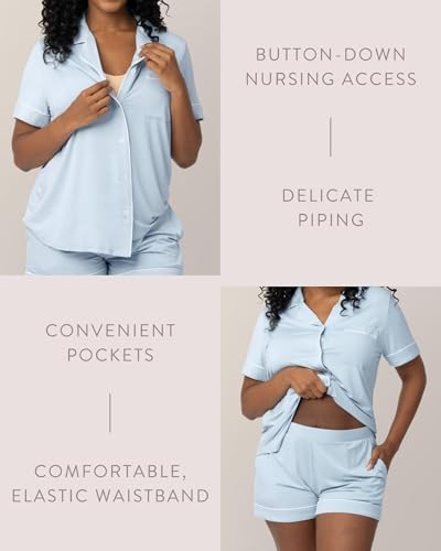 Kindred Bravely Clea Short Sleeve Pajama Set, Maternity & Nursing Sleepwear - color: Mist, size: Large