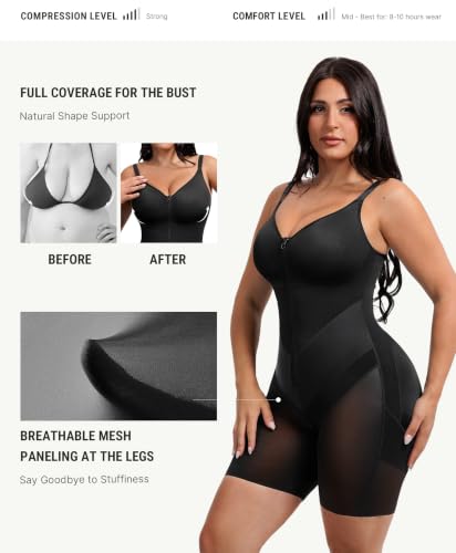 FeelinGirl Feelvibe Enhanced Shapewear Tummy Control Faja Body Shaper - color: Black, size: Large