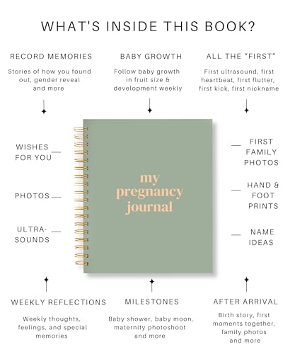 Lamare Pregnancy Journal for First Time Moms 2026 – Pregnancy Scarpbook - color: Sage