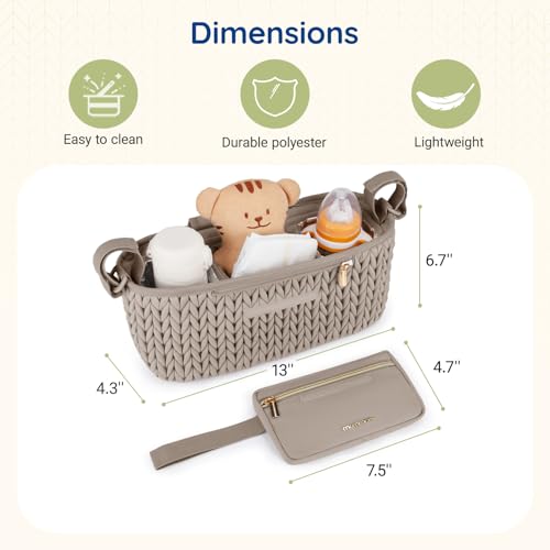 mommore Universal Stroller Organizer with Insulated Cup Holders - color: Light Cafe