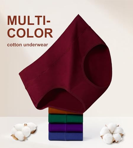 Womens Mid High Waisted Cotton Underwear Breathable Briefs Panties 5 Pack - color: Multicolor-5 Pack-01-a, size: 4X-Large