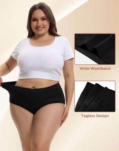INNERSY Women's Plus Size Period Underwear High Waist Heavy Flow 3-Pack - color: Black, size: X-Large