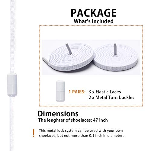 No Tie Shoelaces, Elastic Shoelaces for Adults/Kids,Elastic No Tie Shoe Laces - color: White