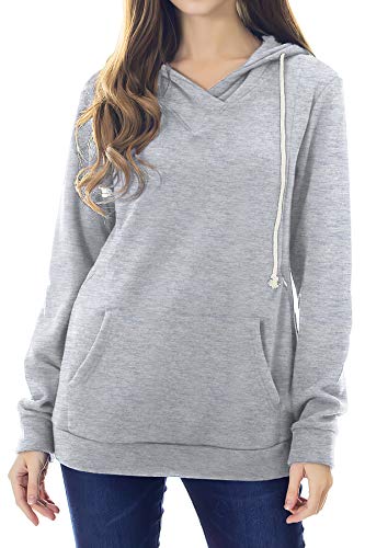Smallshow Women's Fleece Maternity Nursing Sweatshirt Hoodie Kangaroo Pocket - color: Light Grey, size: Small