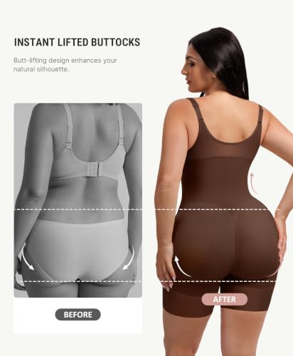 FeelinGirl Feelvibe Enhanced Shapewear Tummy Control Faja Body Shaper - color: Brown, size: X-Large