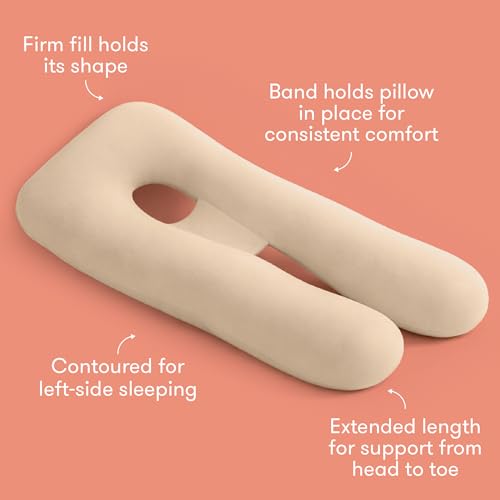 Frida Mom Full Body Support Cooling Pregnancy Pillow, Storage Bag, Taupe - color: Taupe