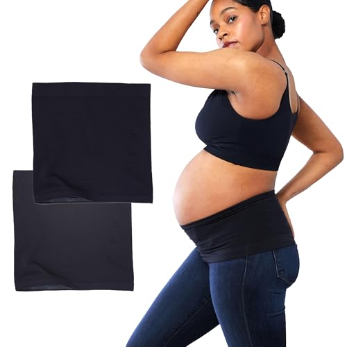 Ingrid & Isabel Bellaband - Seamless Maternity Belly Band for Women - Essential Pregnancy Postpartum Jeans & Pants Extender - color: Black/Black, size: 2