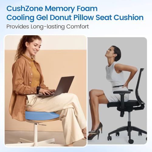 Donut Pillow Seat Cushion, Cooling Gel Memory Foam Chair Cushion,Light Blue - color: Light Blue, size: Large