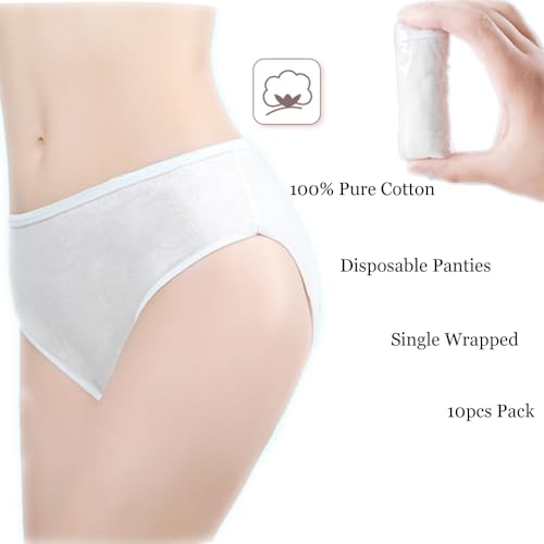 STARLY Women's Disposable Pure Cotton Underwear Travel Panties - color: White, size: X-Small
