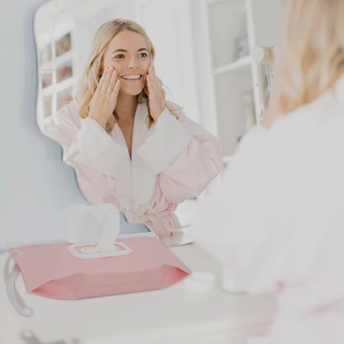 Wipe Dispenser and Wipes Container, 2 Pack Reusable Wipes Holder and Travel Wipes Case, Refillable Pouch for Baby Essentials, blush& bow Design (Blush) - color: Blush