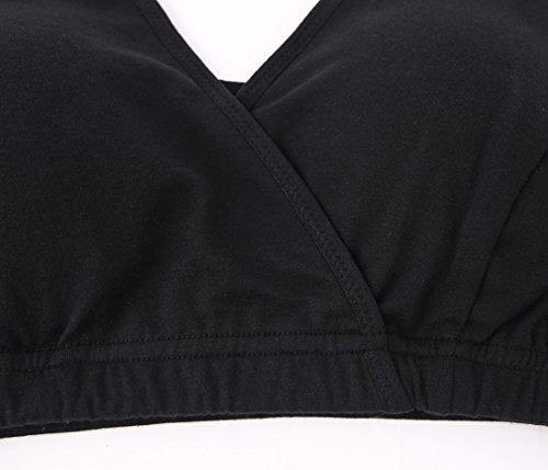 Women's Cotton Tank Sleep Bra for Maternity and Nursing - color: Grey+black, size: Large