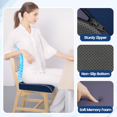 SweetSlubr Seat Cushion, Chair Pad, Memory Foam Tailbone Pain Relief - color: Darkblue, size: X-Large