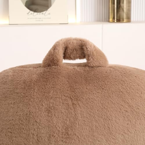 Soft Reading Pillow for Bed with Arms,Middle,Khaki,Faux Fur - color: Khaki, size: Standard(17")