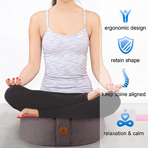 Zafu Buckwheat Meditation Cushion,D=13"/16" H=5.5",Round Zabuton Meditation Pillow,Yoga Bolster Kneeling Pillow Premium Yoga Pillow for Sitting on Floor Zippered Cotton Cover - color: Black, size: 16"x16“x5"