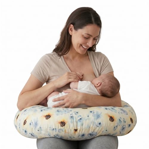 Nursing Pillow and Body Positioner for Breast Feeding and Bottle Feeding, Ultra Soft Breastfeeding Pillows with Removable Pillow Cover (Sunlist Sunflowers) - color: Sunlist Sunflowers