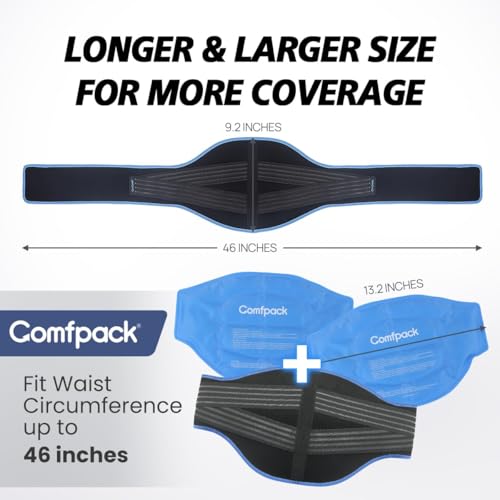 Comfpack Ice Pack for Back Pain Relief, FSA Eligible, 2 Packs Reusable Lower Back Wrap Hot Cold Therapy for Sciatic Injuries, Tailbone Pain, Lumbar Surgery, Coccyx, Herniated Disc, Gift - color: Black