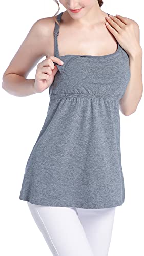 SUIEK 3-Pack Cotton Maternity Nursing Tank Tops Breastfeeding Cami Shirts - color: D-burgundy+charcoal+navy - First Style, size: Medium