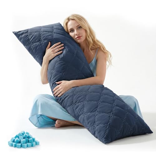 BEDELITE Cooling Body Pillow, Memory Foam Filled, Navy Blue, 20x54 Inches - color: Navy Blue