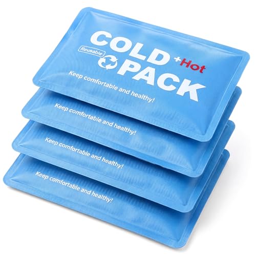 4 Pack Reusable Soft Ice Packs for Coolers Lunch Boxes Slim Ice Packs Bulk Flexible Gel Freezers for Cooler Bags Backpacks Cooling Beach Camping Office