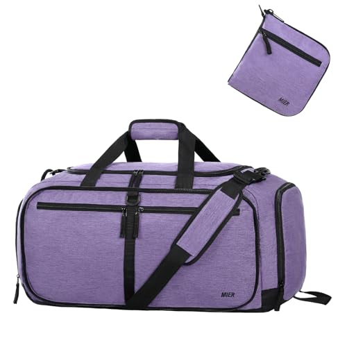 MIER Packable Travel Duffle Bag with Shoe Compartment, 80L, Purple - color: Purple, size: 80L
