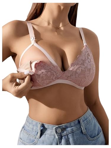 MakeMeChic Women's Nursing Bras for Breastfeeding Lace Maternity Lingerie - color: Dusty Purple, size: Medium