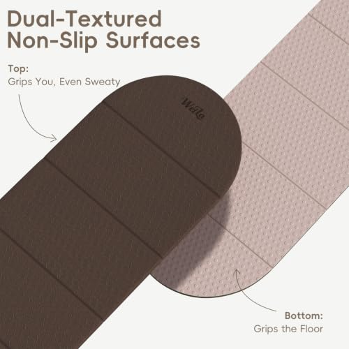 WeiLa Foldable Yoga Mat,10mm Extra Thick,Extra Long (75"x26") for Women&Men - color: Brown &Bamboo Cream