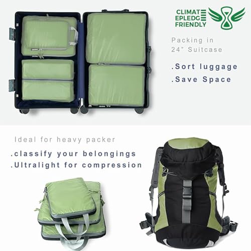 BAGAIL 6 Set Ultralight Compression Packing Cubes Packing Organizer for Travel Accessories Luggage Suitcase Backpack - color: Matcha70D, style: Cloth Pattern