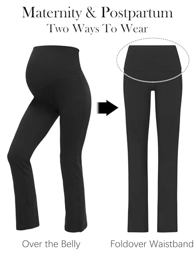 Peauty Buttery Soft Maternity Flare Leggings with Over Belly Support - size: Large