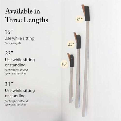FootFitter 1.8mm Extra Thick Stainless Steel Long Shoe Horn Heavy‑Duty - style: 16" (2 Pack)