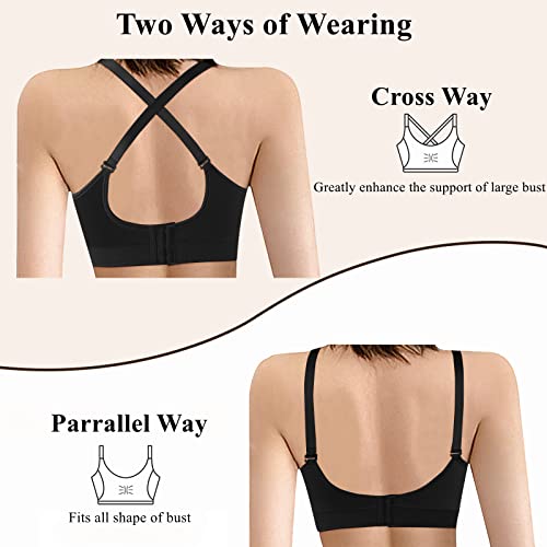 4HOW Pumping Bra Hands Free Nursing Pumping Bra All in One Wireless Padded Maternity Bralette for Large Bust - color: Black, size: Large