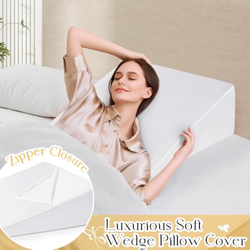RUDONG M Satin Wedge Pillow Cover, Wedge Pillowcase, White, 25"x25"x8" - color: White