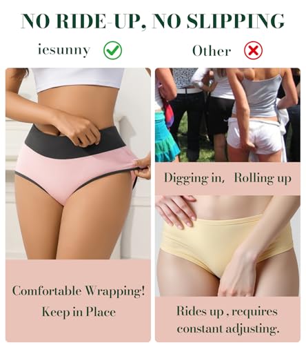 Womens Cotton Underwear High Waisted Full Coverage Panties Postpartum Brief - color: Yellow,dark Green,white,blue,pink, size: X-Large