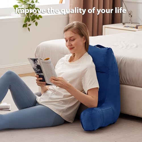IPYNBAP Back Pillow for Bed Sitting up, Reading Pillow, 24 Inch, Navy Blue - color: Navy Blue, size: Large(24inch)