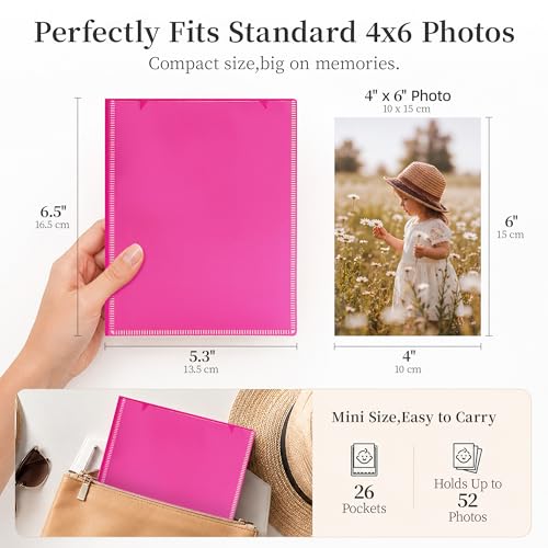 Vienrose Small Photo Album 6 Pack 4x6 Holds 52 Photos Each Pink - color: Pink, size: 4x6 (6 PK)