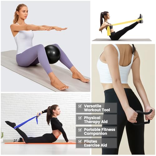 Pilates Kit for Women 13PCS, Pilates Ring Ball Resistance Bands Workout Set - color: Black