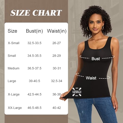 TVKSOM 5 Pack Basic Ribbed Tank Tops for Women Layering Undershirts - color: 5pack Pink,white,nude,light Gray,black, size: Small