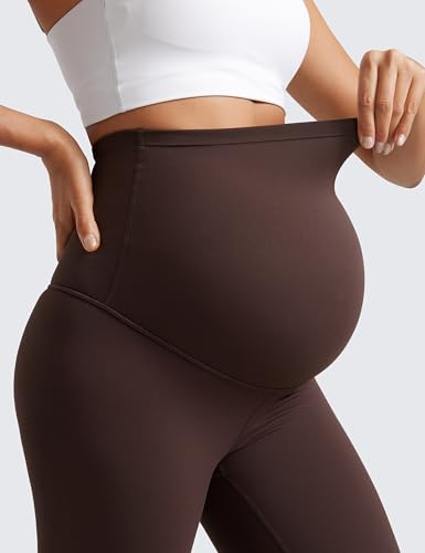 CRZ YOGA Maternity Biker Shorts 8" - color: Hot Fudge Brown, size: Medium