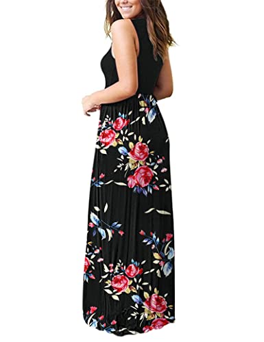 MOLERANI Women's Summer Maxi Long Casual Dresses with Pockets - color: 00 Rose Black, size: X-Large