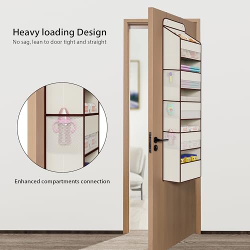 Univivi Fabric Over Door Hanging Organizer for Baby Nursery, Beige, 5-Shelf - color: Beige, size: 5 LAYER