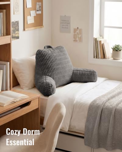 Blissful Diary Reading Pillow for Bed, Back Pillow Sitting Up, Dark Gray - color: Textured Dark Gray, size: Standard(18inch)