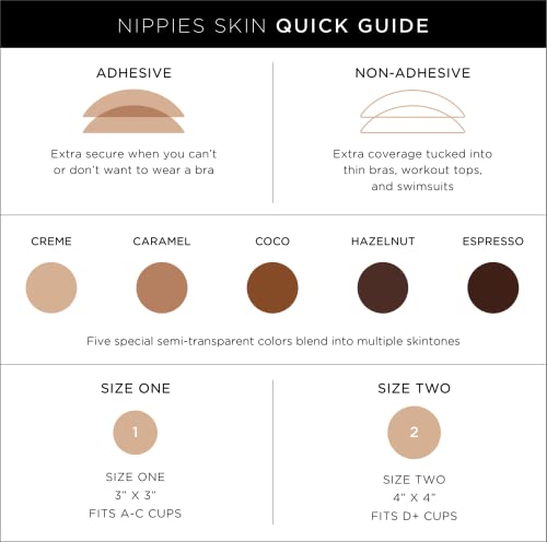 Nippies Non-Adhesive Silicone Nipple Covers, No Show Sports Bra Inserts - color: Caramel, size: Size 1 (Fits A-C Cups)