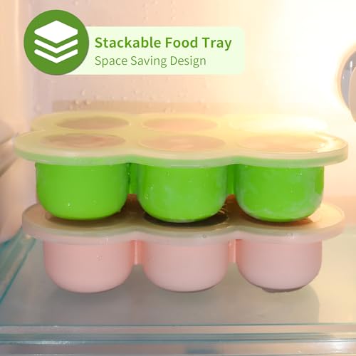 Silicone Freezer Tray with Clip-on Lid, 3oz x 6 Pods (Bright Green) - color: Bright Green (6 x 3 OZ)