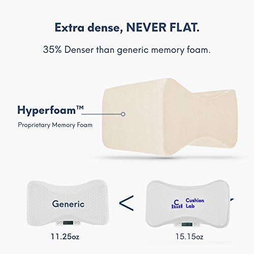 Cushion Lab Extra Dense Orthopedic Knee Pillow for Back Pain Relief, Leg Pain, Hip, Pregnancy, Sciatica & Joint Pain - Memory Foam Wedge Pillow Contour - size: Medium