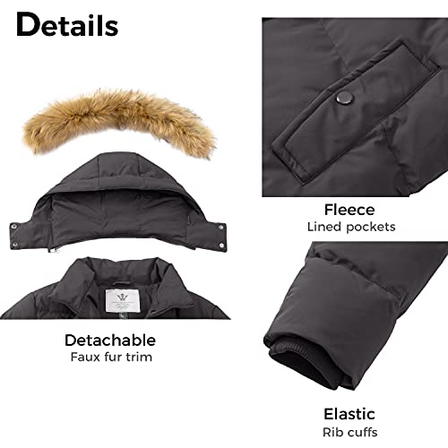 WenVen Women's Winter Thickened Long Puffer Coat Warm Parka Jacket - color: Charcoal, size: Small