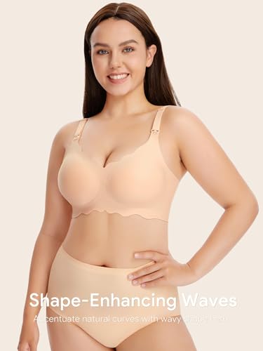 Angelhood Nursing Bras for Breastfeeding 3 Pack Seamless Maternity Bra - color: Black/Nude/Green, size: Small