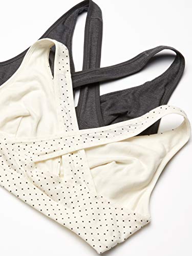 Playtex Womens Maternity & Nursing Cross Over Sleep Wirefree Bra Us4960 2-Pack - color: Ivory/Black Pin Dot + Gravel Grey Heather, size: Medium