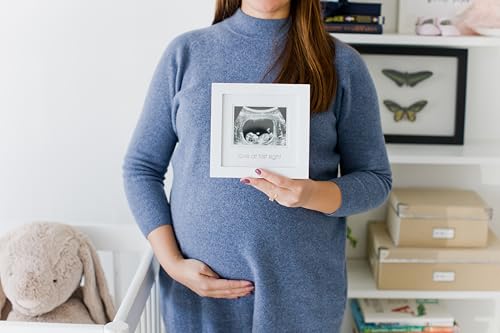 Pearhead Love At First Sight Sonogram Picture Frame, White - color: White, Silver Mat